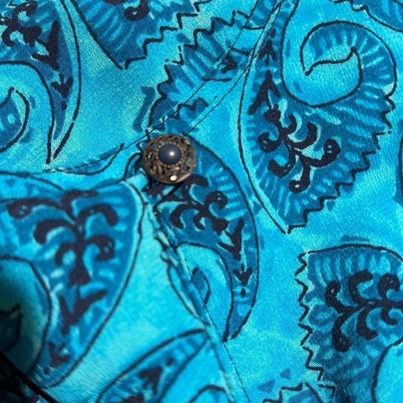 Carole Little Petite Top Key Hole Opening in Back Mermaid Cerulean Size 6P - Picture 9 of 9
